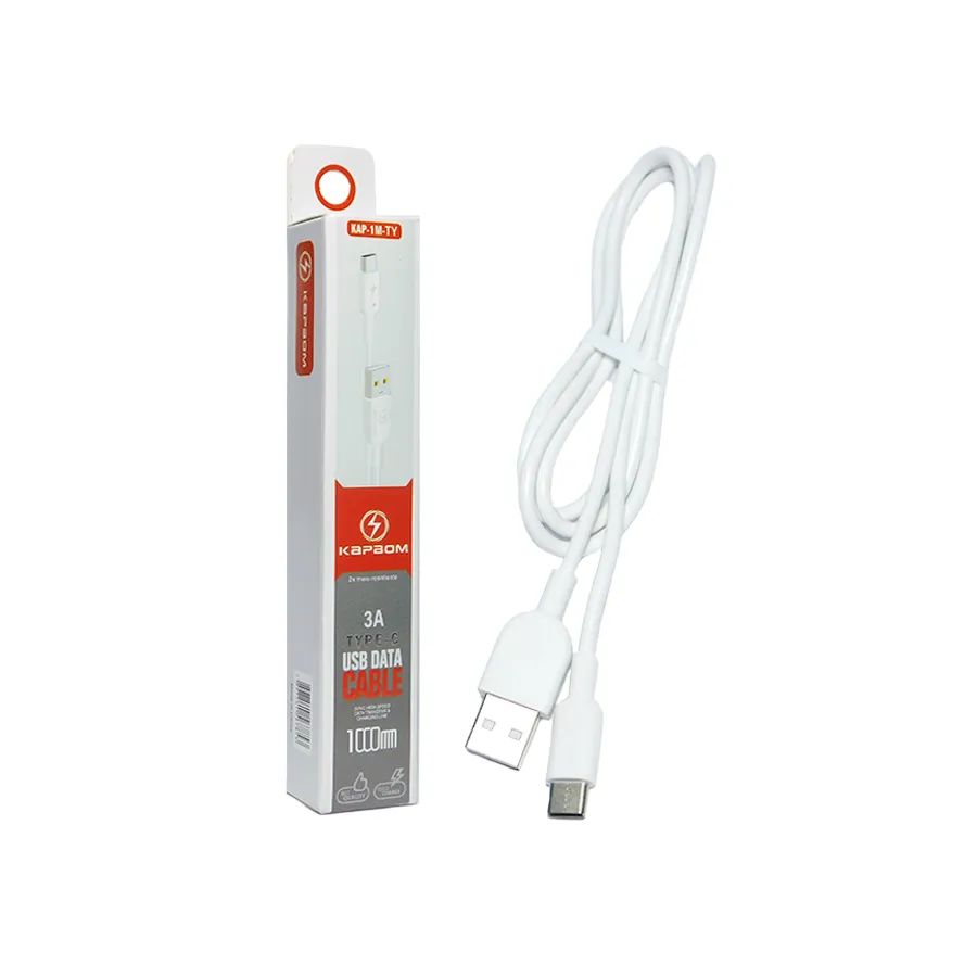 Cabo Tipo-c x USB | 1M 3A - Kapbom KAP-1M-TY