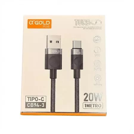 Cabo Tipo-C x USB | 1M 20W Turbo Paracorde - AGOLD CB94-3