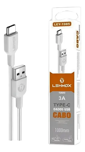 Cabo Tipo-C x USB | 1M Turbo 3A - LEHMOX LEY-1985