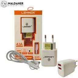 Kit de Carregamento Micro-USB Fonte 2 USB + Cabo 4.1A - LEHMOX LE-497MICRO